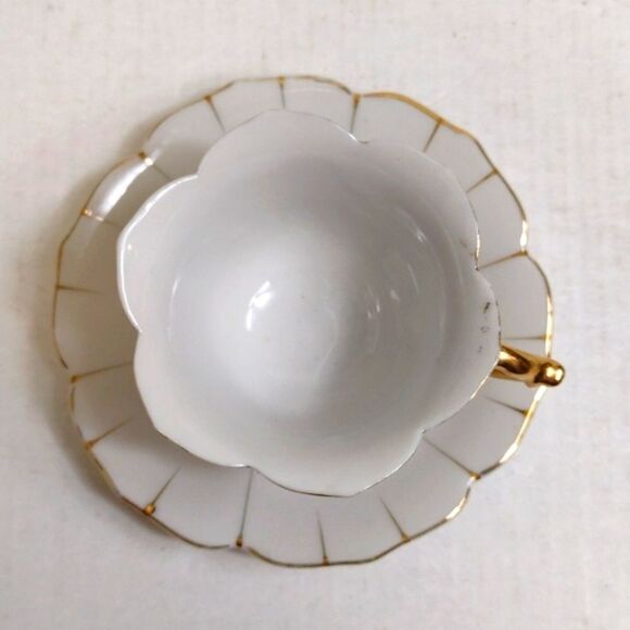 Vintage Bone China‎ Demitasse Cup & Saucer White & Gold Japan - Picture 2 of 8